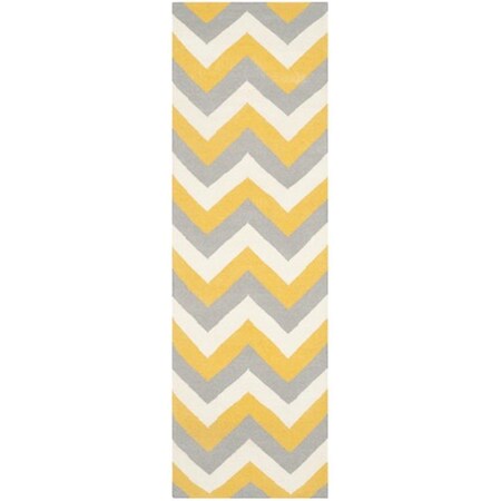 Safavieh Dhurries Hand Woven Flat Weave Rectangle Rug- Gold - Grey- 2 ft. 6 in. x 6 ft. DHU640A-26